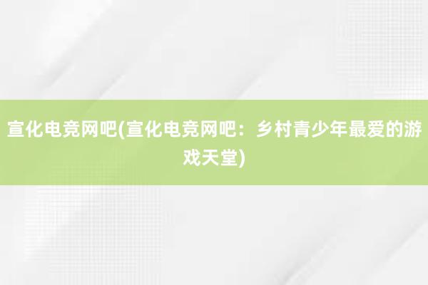 宣化电竞网吧(宣化电竞网吧：乡村青少年最爱的游戏天堂)