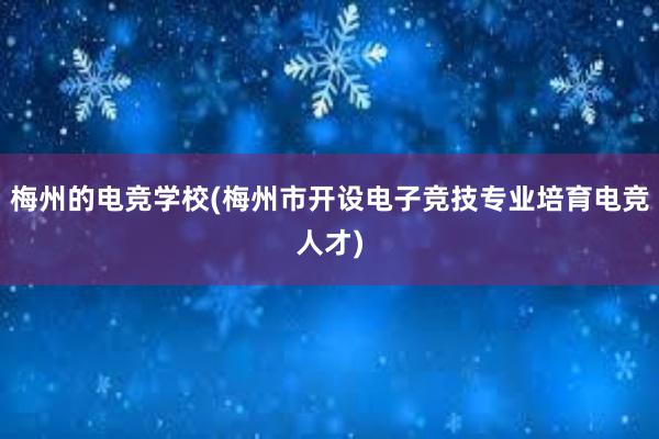 梅州的电竞学校(梅州市开设电子竞技专业培育电竞人才)