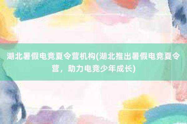 湖北暑假电竞夏令营机构(湖北推出暑假电竞夏令营，助力电竞少年成长)